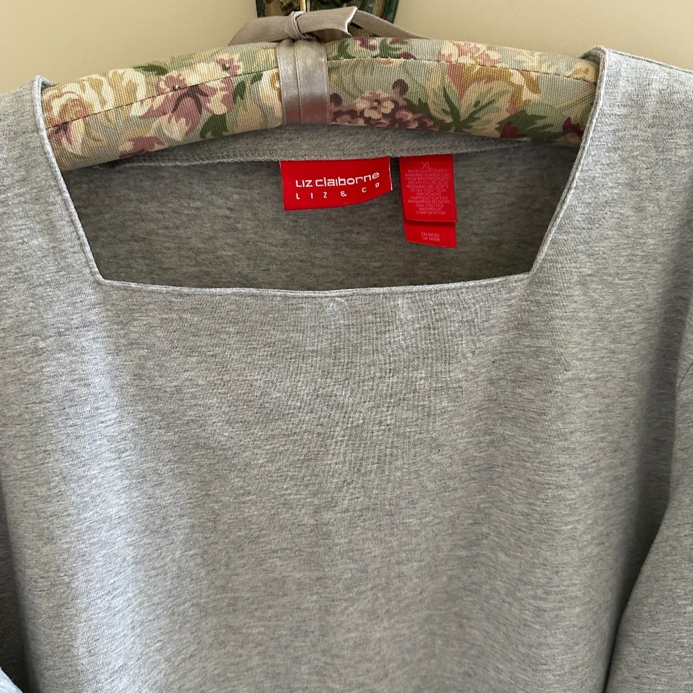 LIZ CLAIBORNE SQUARE NECK PULLOVER COTTON SHIRT-XL/NWT